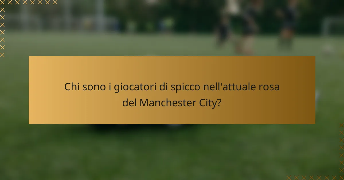 Chi sono i giocatori di spicco nell'attuale rosa del Manchester City?